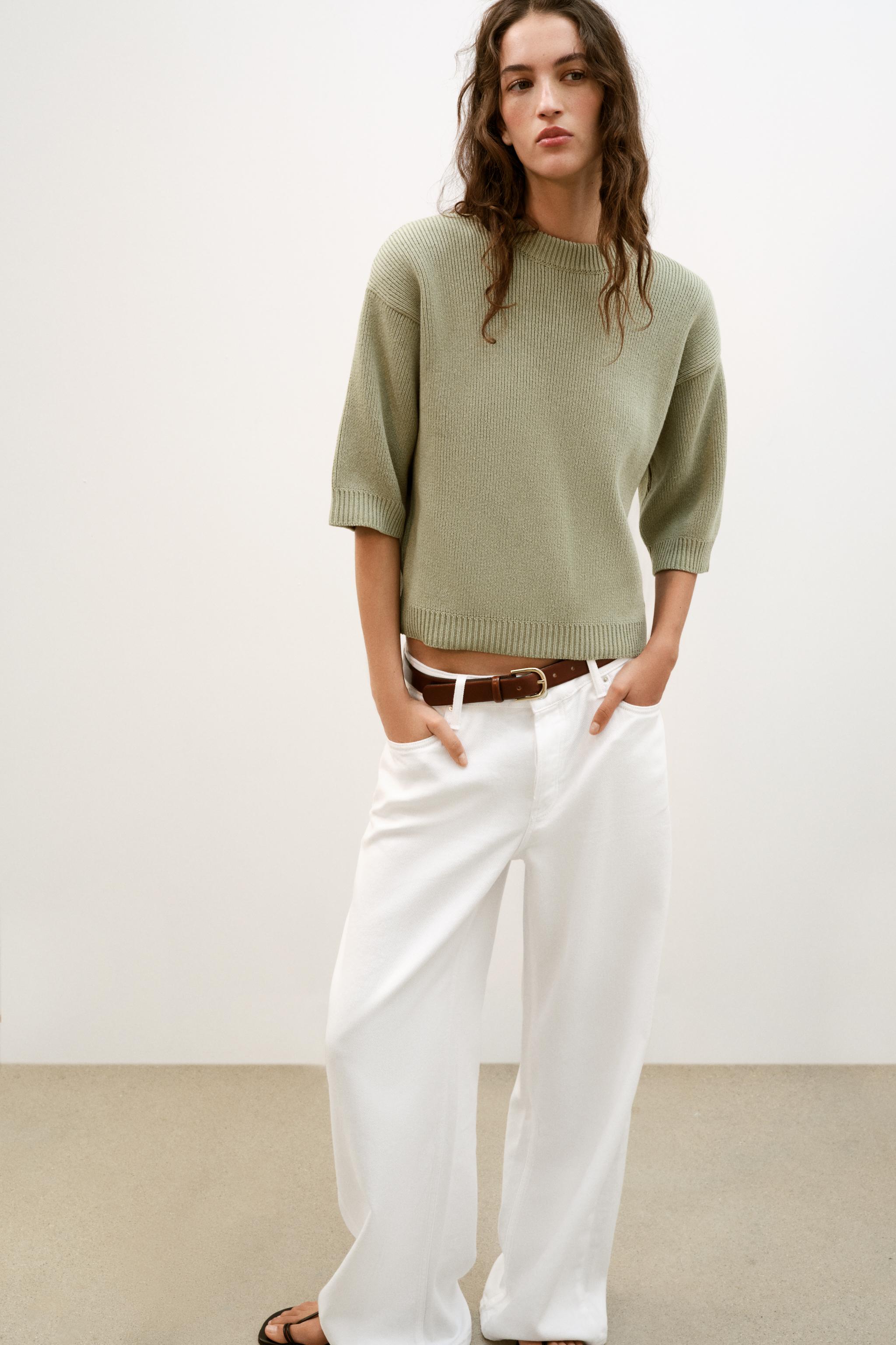 SHOULDER PAD KNIT JUMPER - Light green | ZARA United States SHOULDER PAD KNIT JUMPER - Light green | ZARA United States