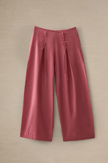 PLEATED TROUSERS WITH BOWS - Pink by Zara - Image 4
