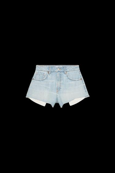 Zara TRF MID-RISE MINI DENIM SHORTS - Light blue - Image 0