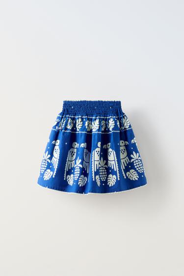 JUPE IMPRIMÉ OISEAUX - Bleu électrique de Zara