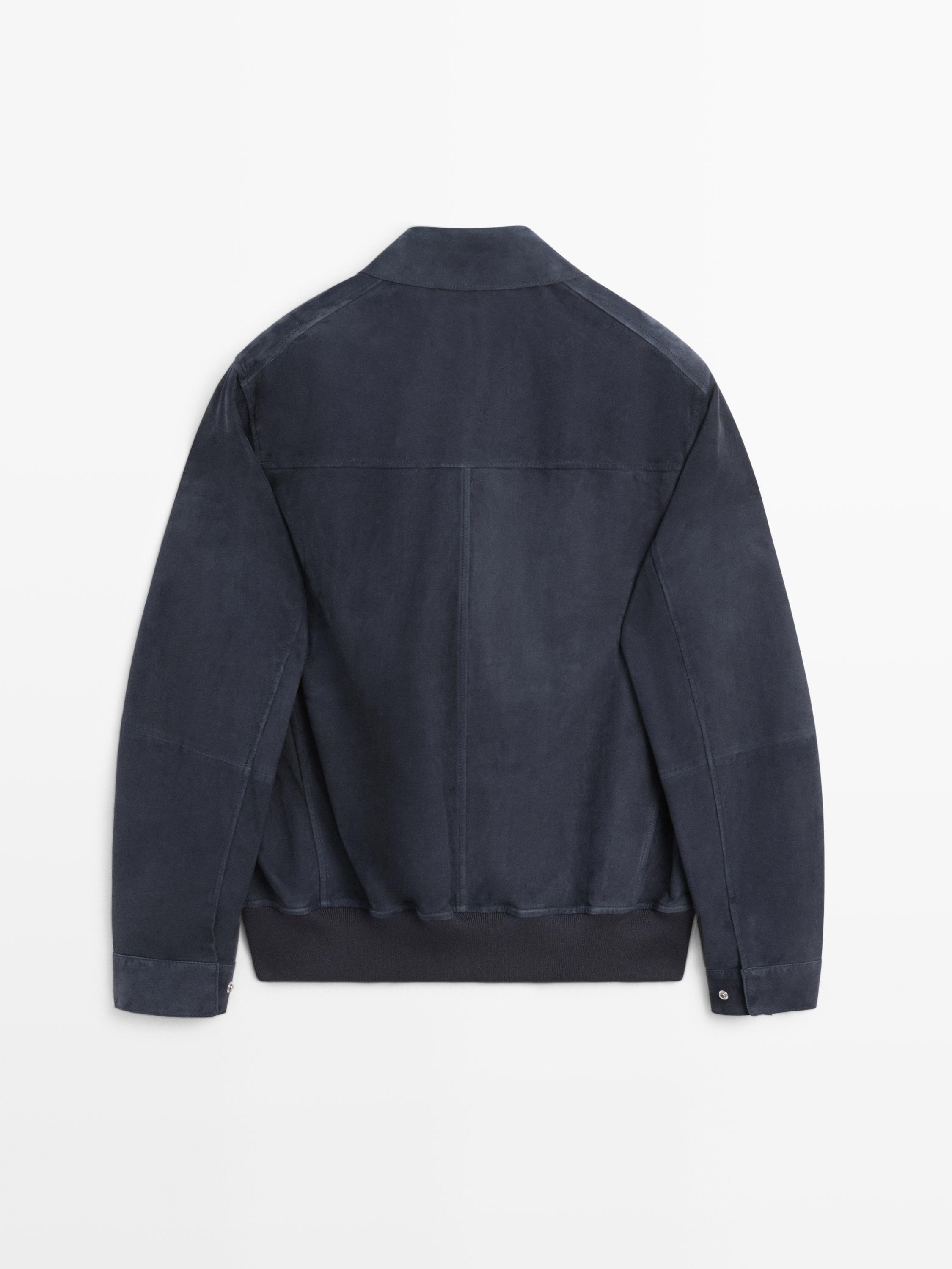 Blouson poches cuir daim