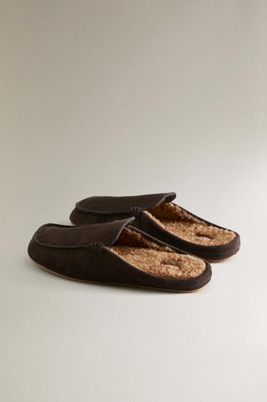 MOCASSIN OUVERT À L'ARRIÈRE EN CUIR CHAUD - Marron chocolat de Zara - Image 3