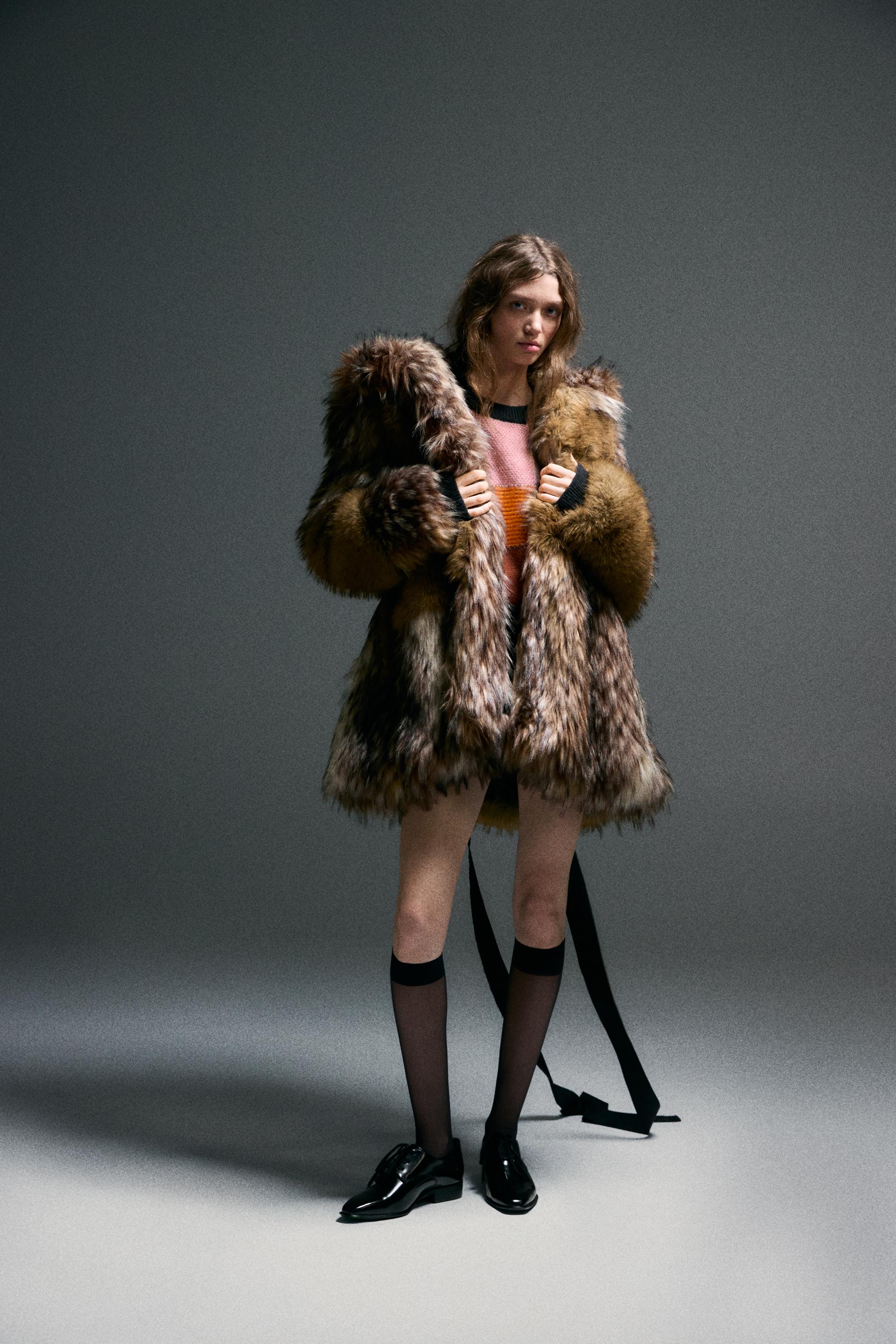 HARRY LAMBERT FOR ZARA X DISNEY FAUX FUR PATCHWORK COAT