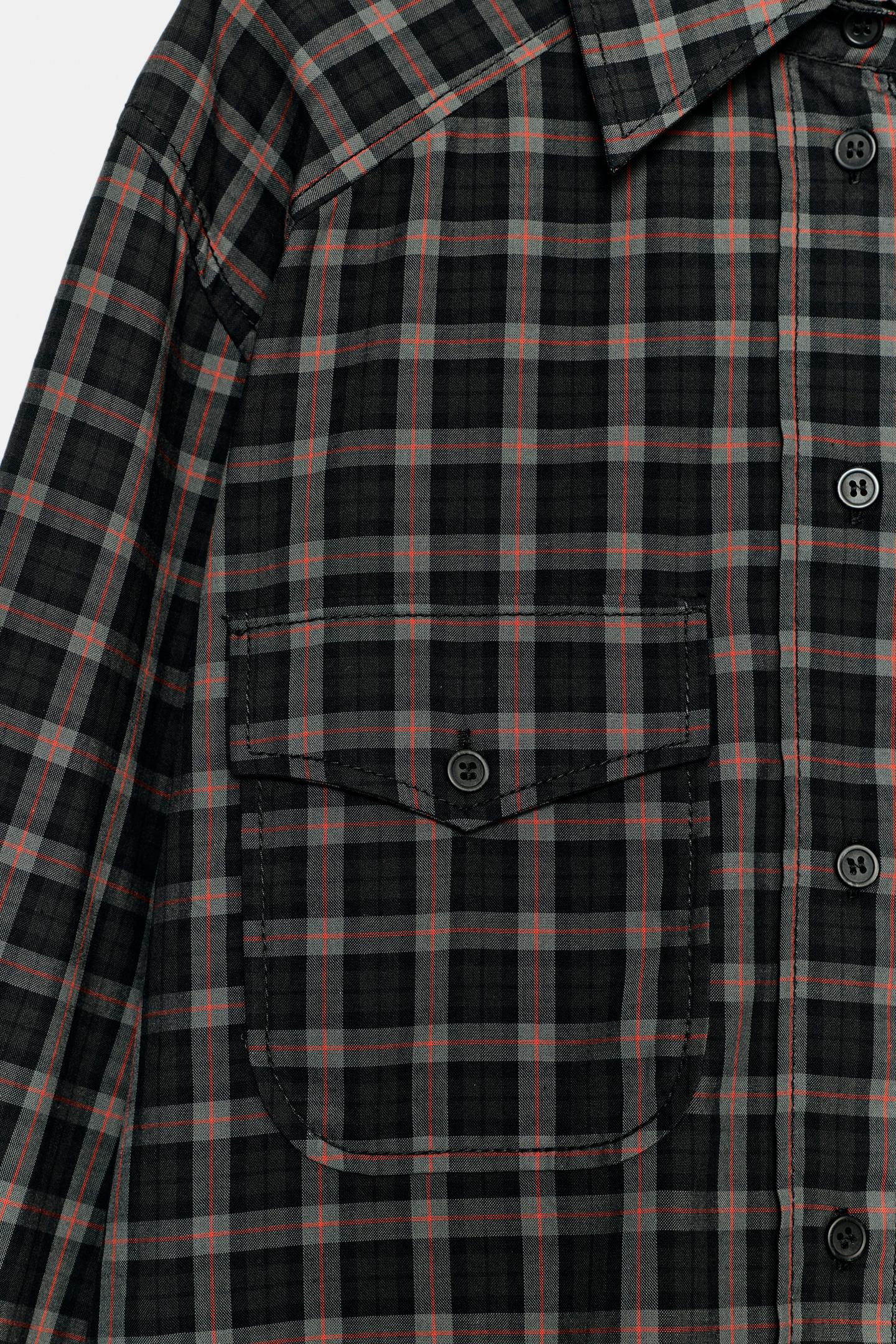 Женская рубашка Zara Oversized Plaid Poplin, цвет: Чёрный / Оранжевый — фото 7