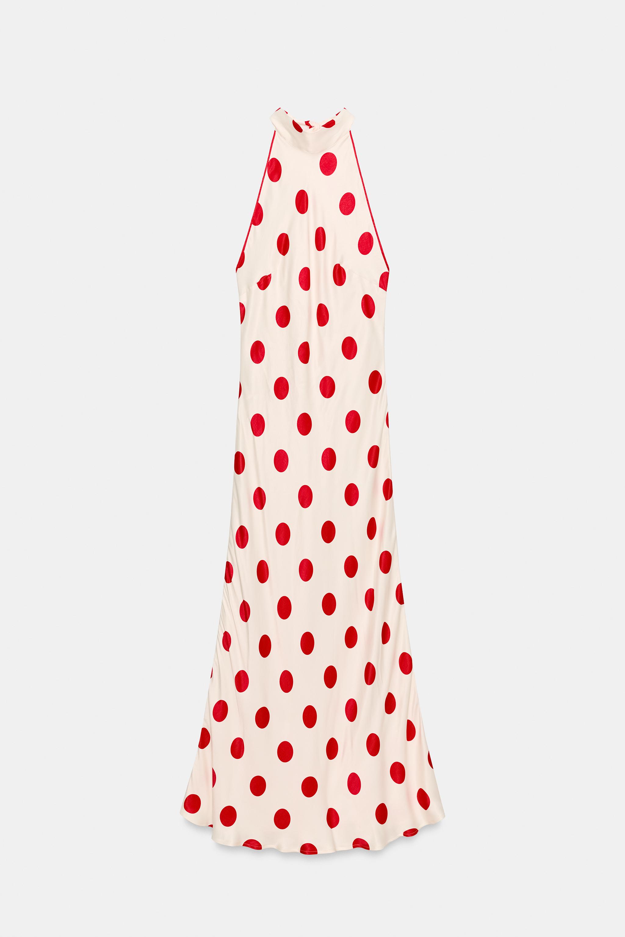 POLKA DOT HALTER MIDI DRESS