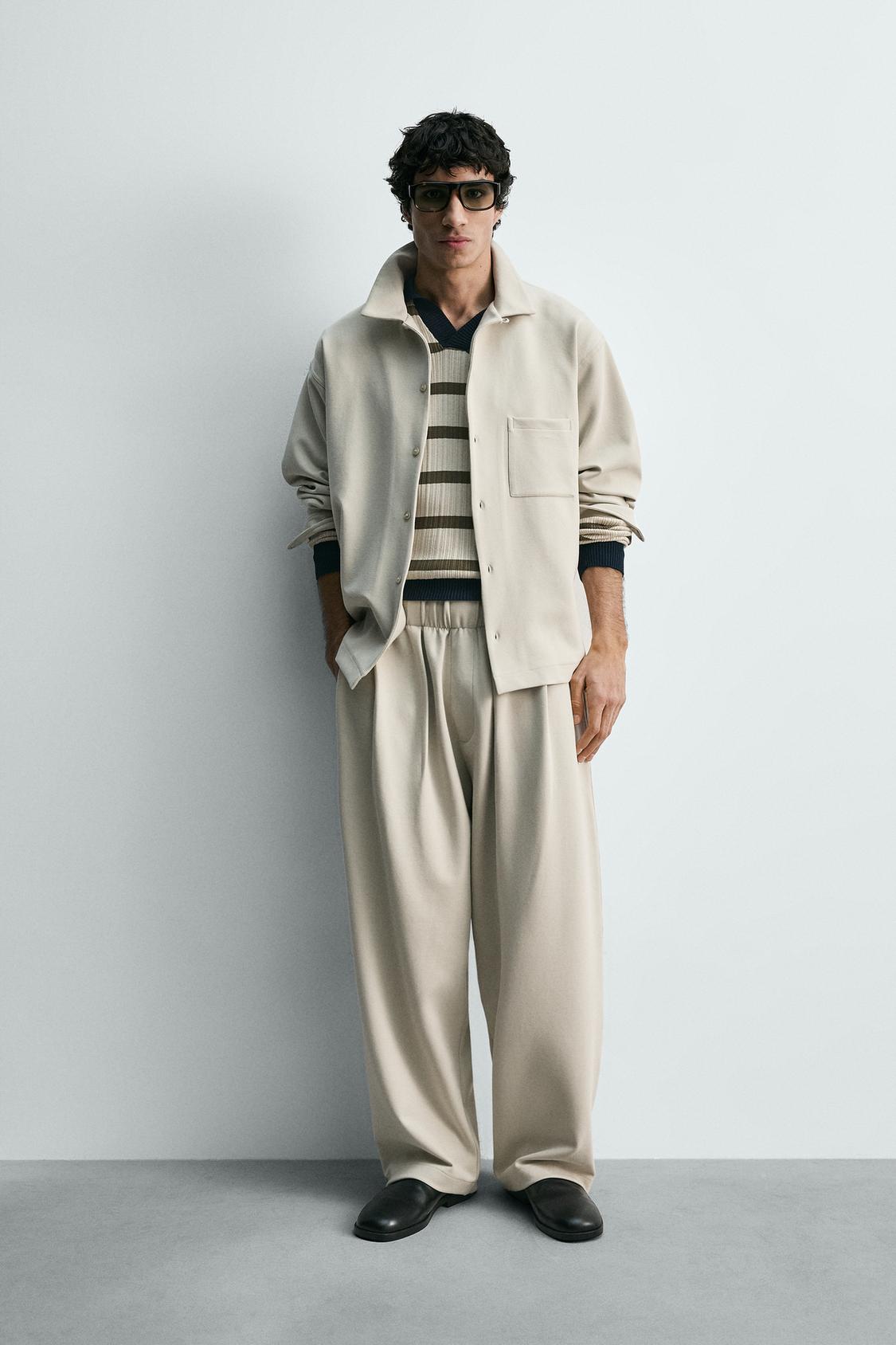 ПЛИССИРОВАННЫЕ БРЮКИ ИЗ ЗАМКОВОЙ ТКАНИ ZARA