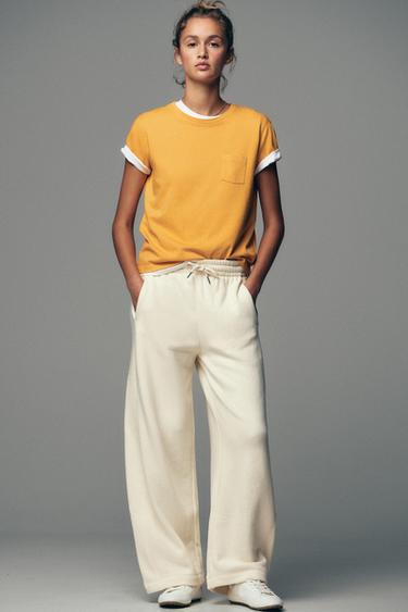 CAMISETA LAVADA BOLSILLO - Naranja de Zara