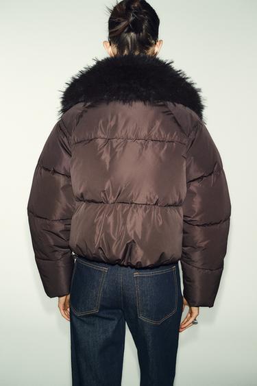 BLOUSON BOMBER MATELASSÉ À REVERS EFFET FOURRURE - Marron de Zara - Image 6