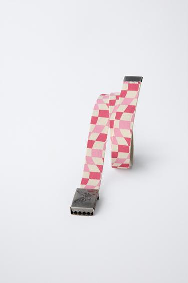 CHEQUERED BELT - Pink by Zara