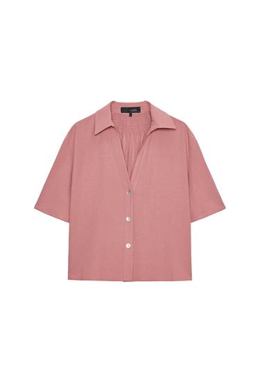 CREASED-EFFECT SHORT SLEEVE SHIRT