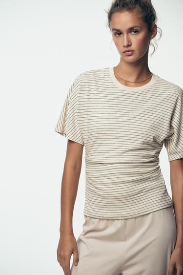 RUSTIC RUCHED T-SHIRT - striped by Zara - Image 1
