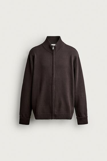 ZIP-UP KNIT CARDIGAN - Chocolate by Zara
