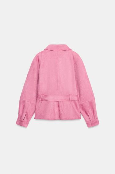 FAUX SUEDE JACKET WITH BELT - Lilac by Zara - Image 8
