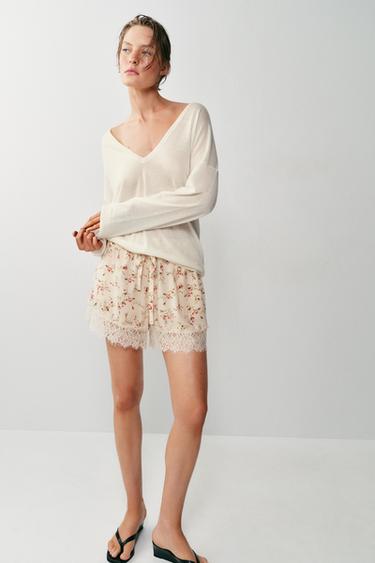 FLORAL LACE PRINT SHORTS - Printed by Zara - Image 0