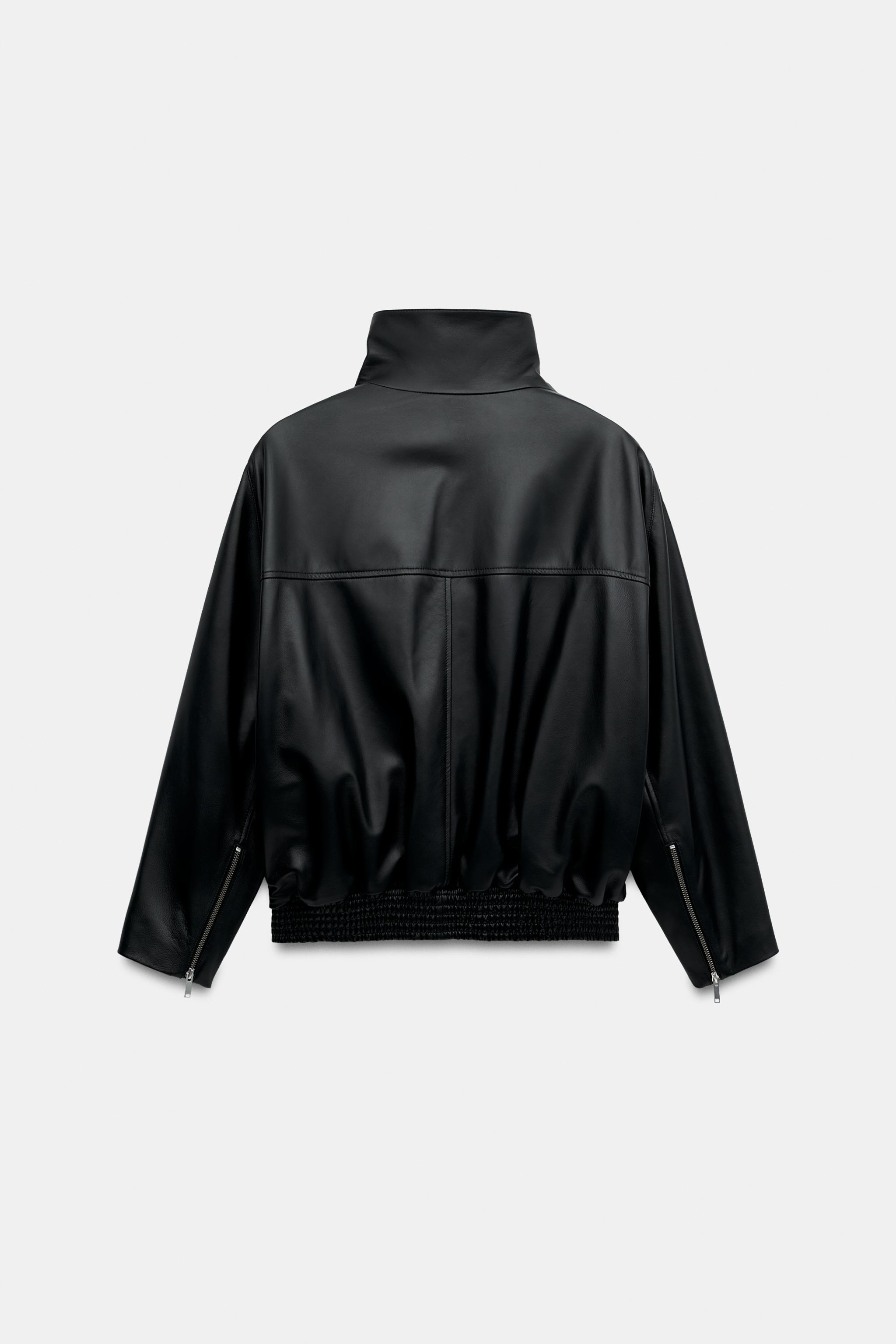 100% LEATHER ZIP-UP JACKET ZW COLLECTION