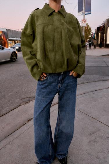 SUEDE EFFECT BOMBER JACKET - mid khaki by Zara - Image 2
