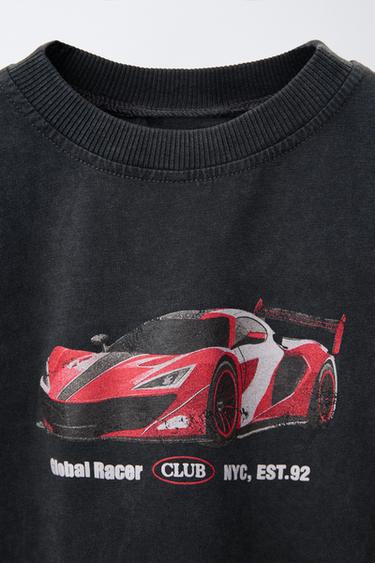 T-SHIRT EFFET DÉLAVÉ VOITURE - Noir délavé de Zara - Image 2