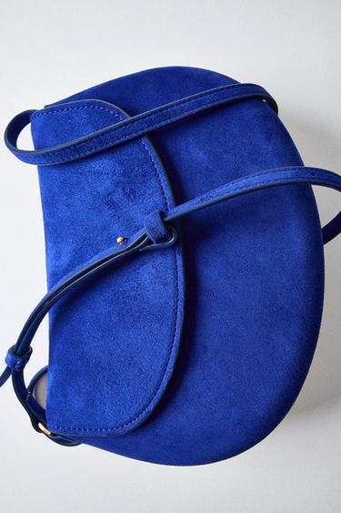 Zara LEATHER CROSSBODY BAG - Blue