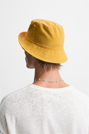 CONTRAST EMBROIDERY BUCKET HAT - Mustard by Zara - Image 2