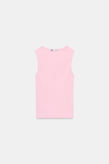 CAMISETA RIB - Rosa de Zara