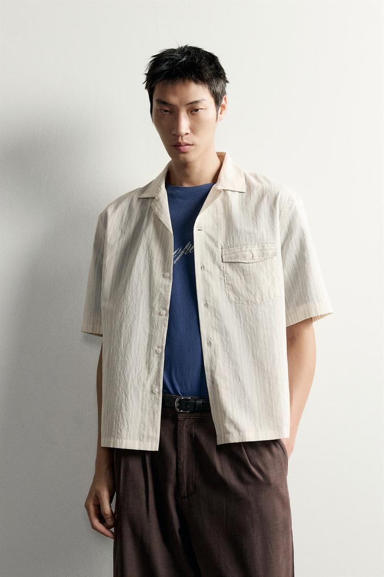 RELAXED FIT STRIPED SHIRT WITH POCKET