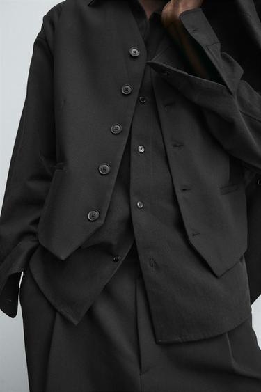 GILET DE COSTUME STRUCTURÉ - Noir de Zara - Image 4
