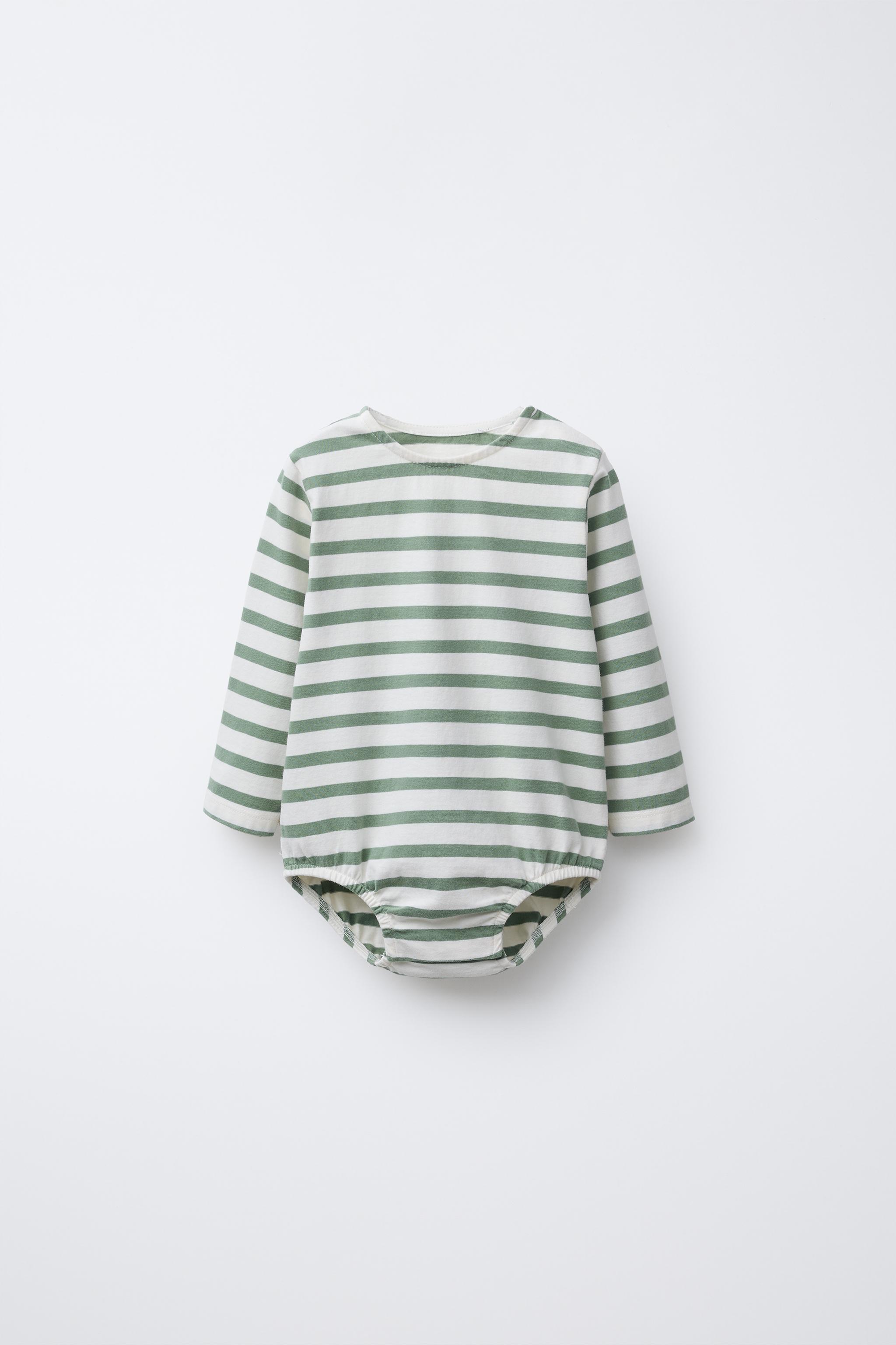 STRIPED BODYSUIT - Ecru / Green | ZARA United States