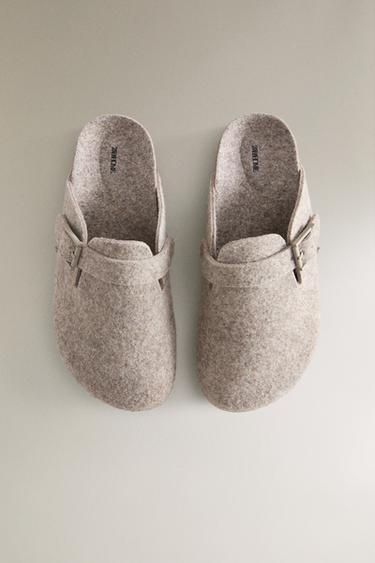 BUCKLED FELT MULE CLOG SLIPPERS - Brown by Zara - Image 2