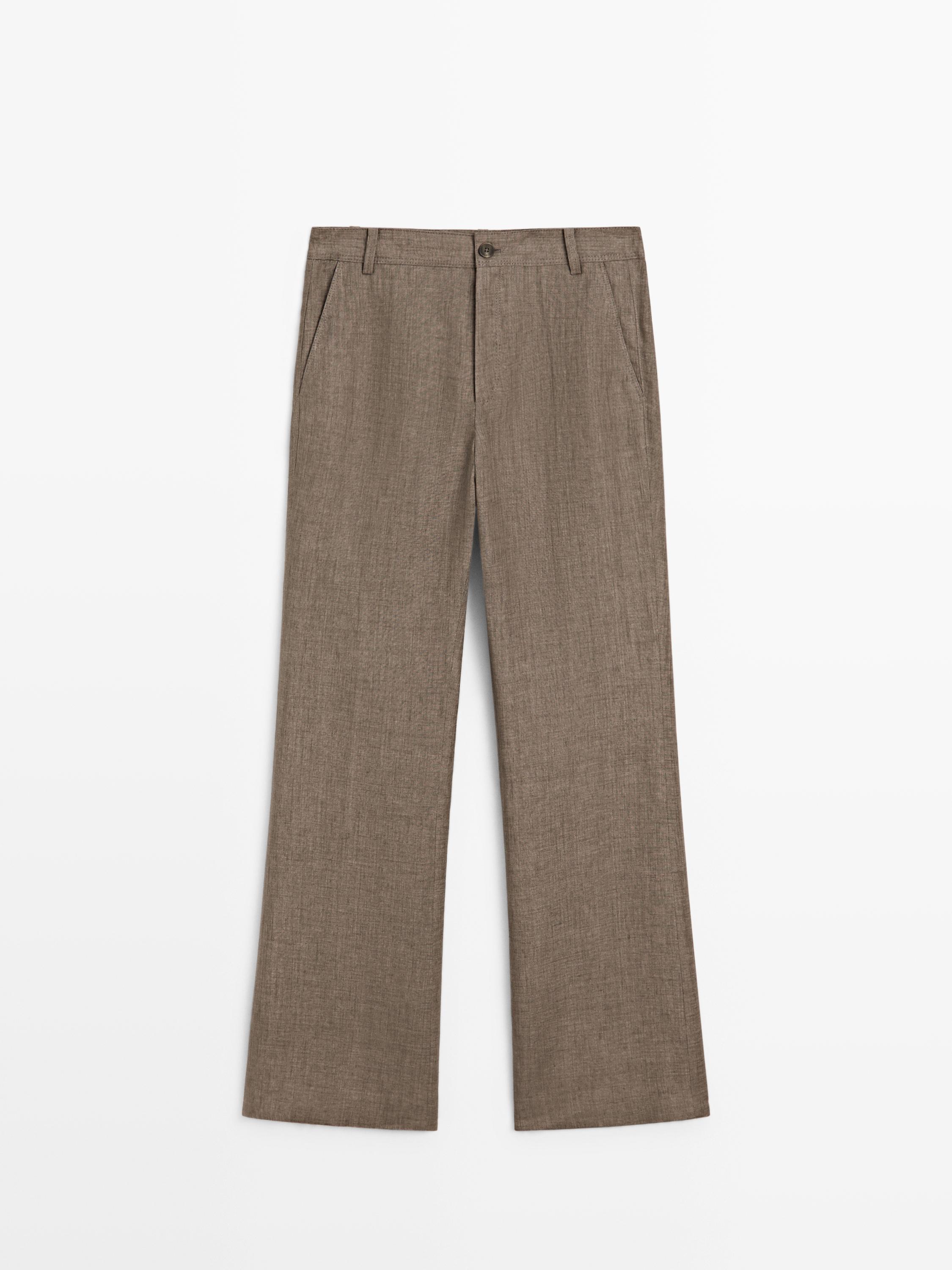 Pantalon kick flare cropped en lin