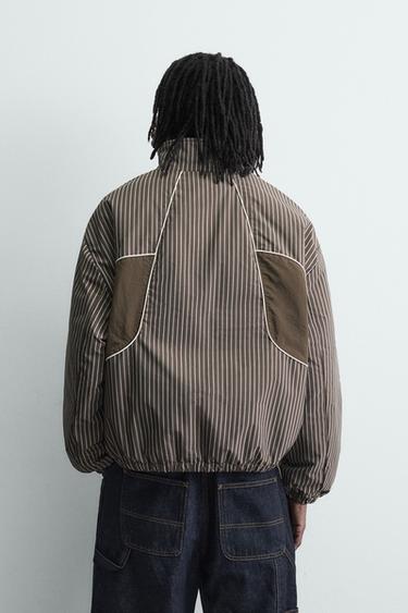 BOXY FIT STRIPED JACKET - Brown by Zara - Image 2