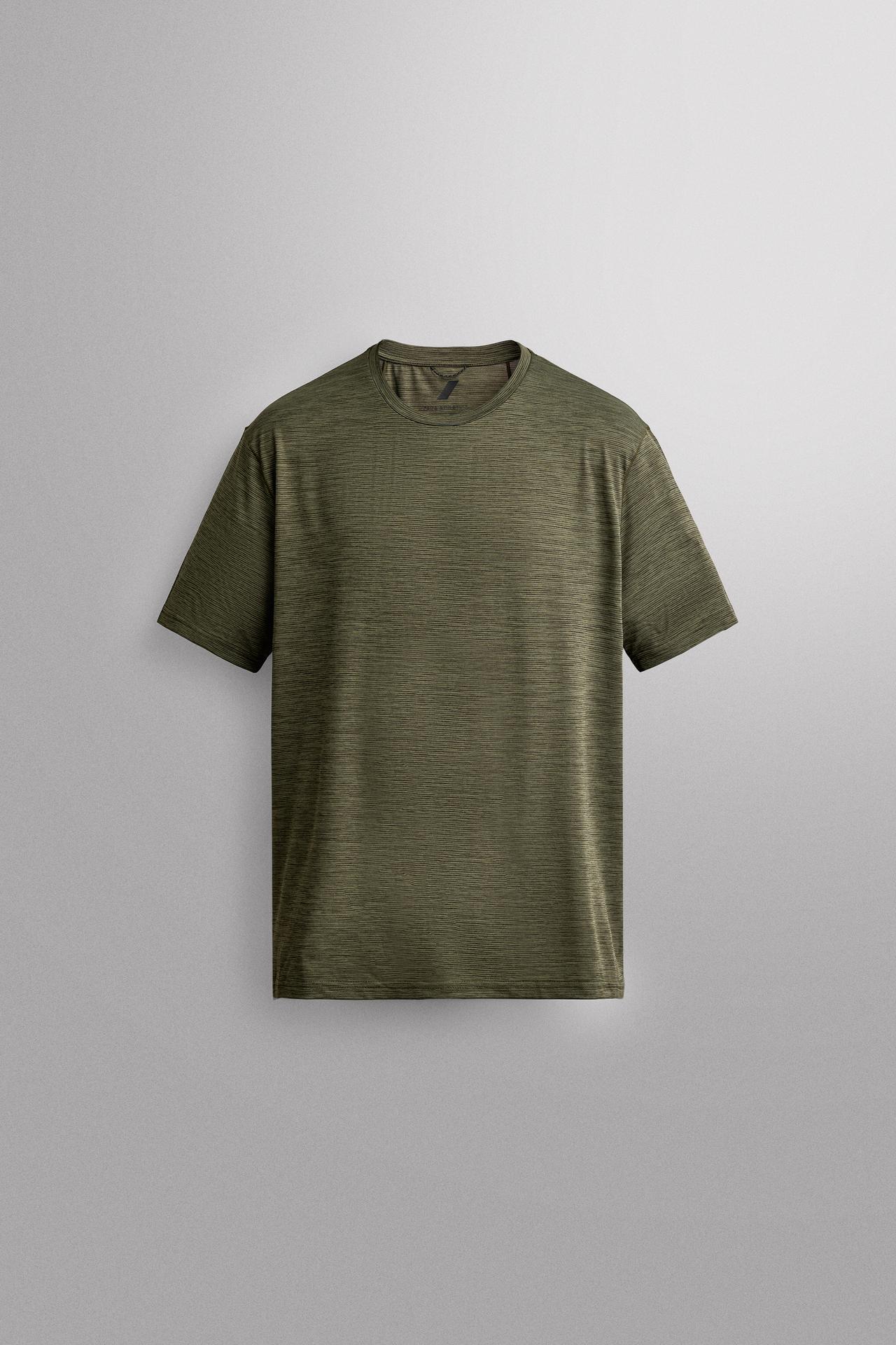 STRIPED JACQUARD TECHNICAL T-SHIRT — Mid-green