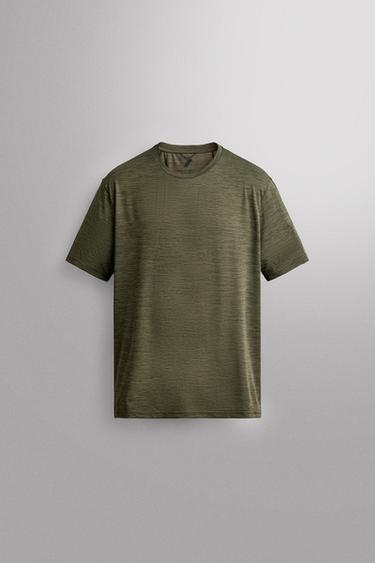TECHNICAL STRIPED JACQUARD T-SHIRT - Mid-green by Zara