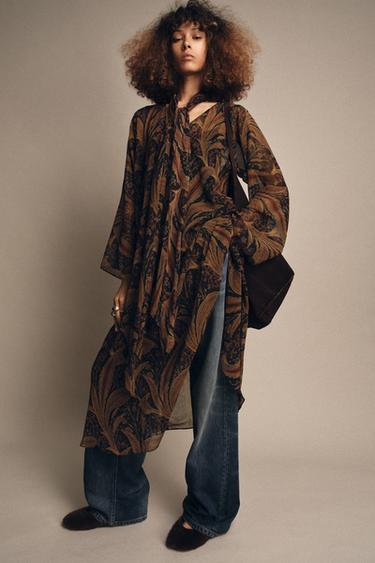 ПЛАТЬЕ С ПЛАТОЧНЫМ ПРИНТОМ ПЕЙСЛИ ZW COLLECTION — Разноцветный от Zara — изображение 0