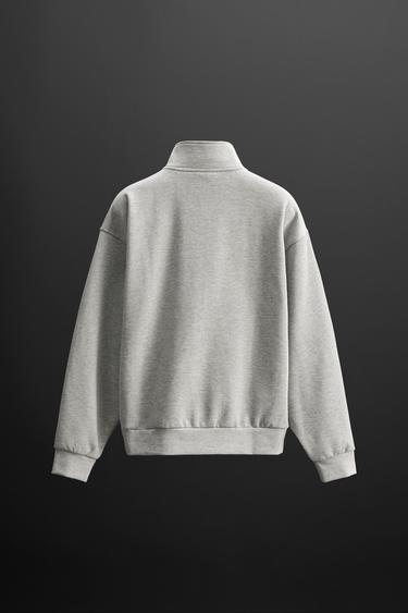 Quarter Zip Sweatshirt - Grey marl by Zara - Image 6