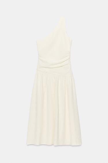 ROBE ASYMÉTRIQUE TEXTURÉE - Écru de Zara - Image 5