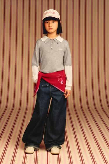 DOUBLE COLLAR AND SLEEVE KNIT POLO SHIRT - Light grey by Zara