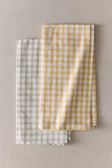 DYED THREAD TEA TOWEL (PACK OF 2) - Light turquoise by Zara