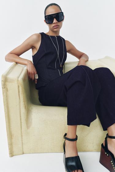 ZW COLLECTION WIDE-LEG HIGH-WAIST JEANS - Blue by Zara