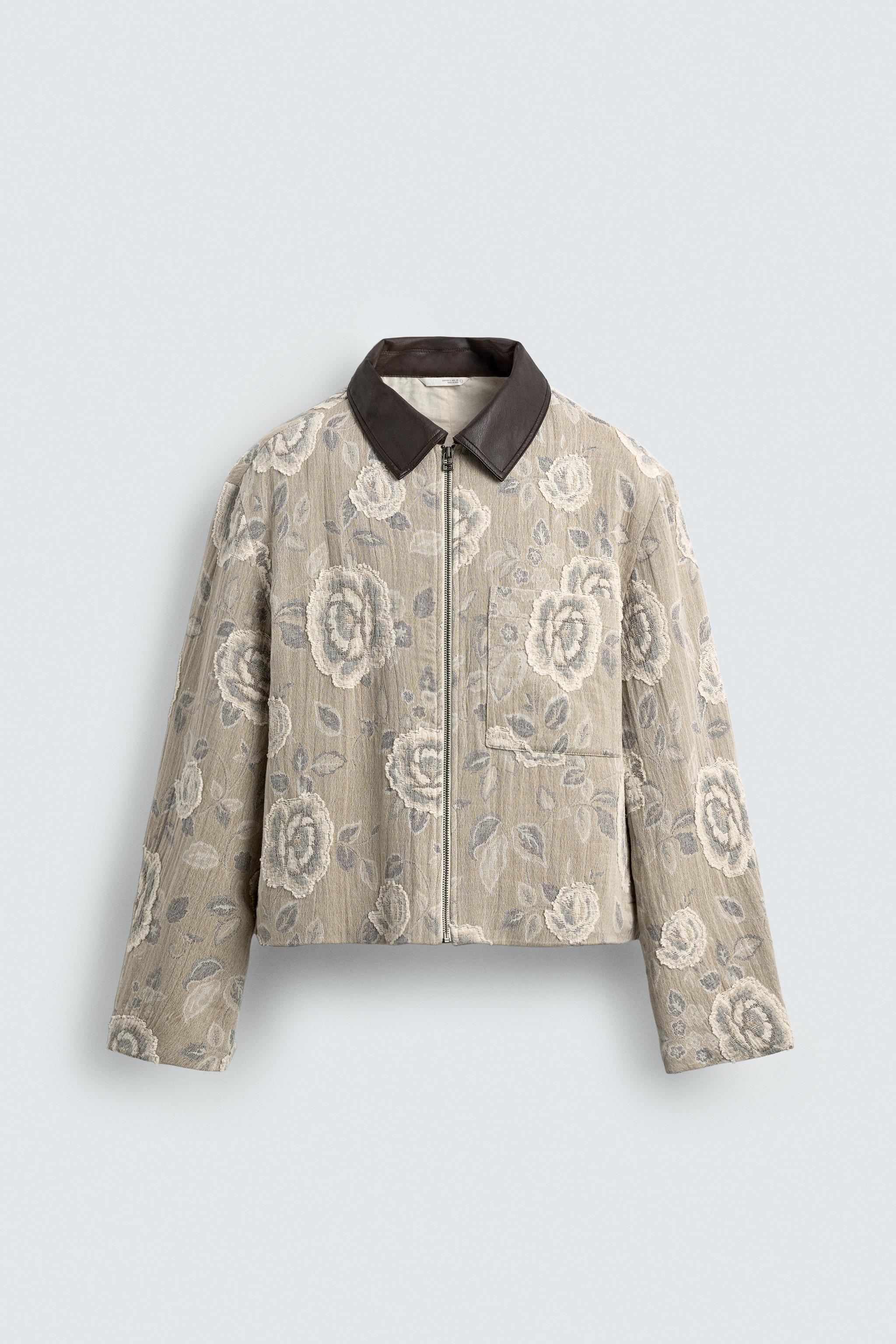 フローラルジャカードジャケット - ダークベージュ | ZARA Japan / 日本