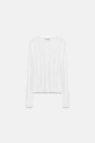 POINTELLE LACE CARDIGAN - White by Zara - Image 8