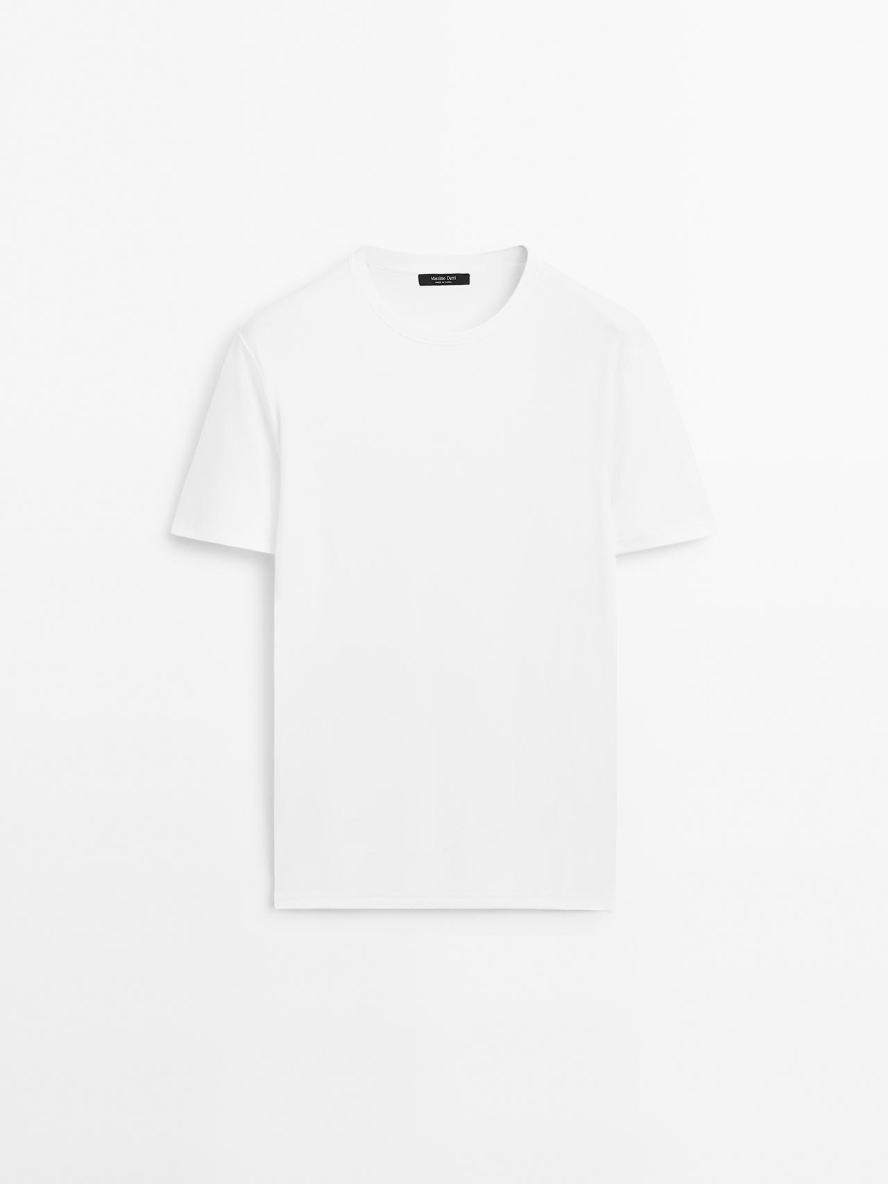 Fitted 100% mercerised cotton T-shirt — White