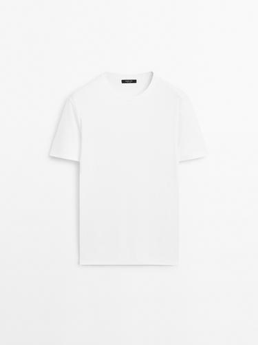 Fitted 100% mercerised cotton T-shirt — White 1