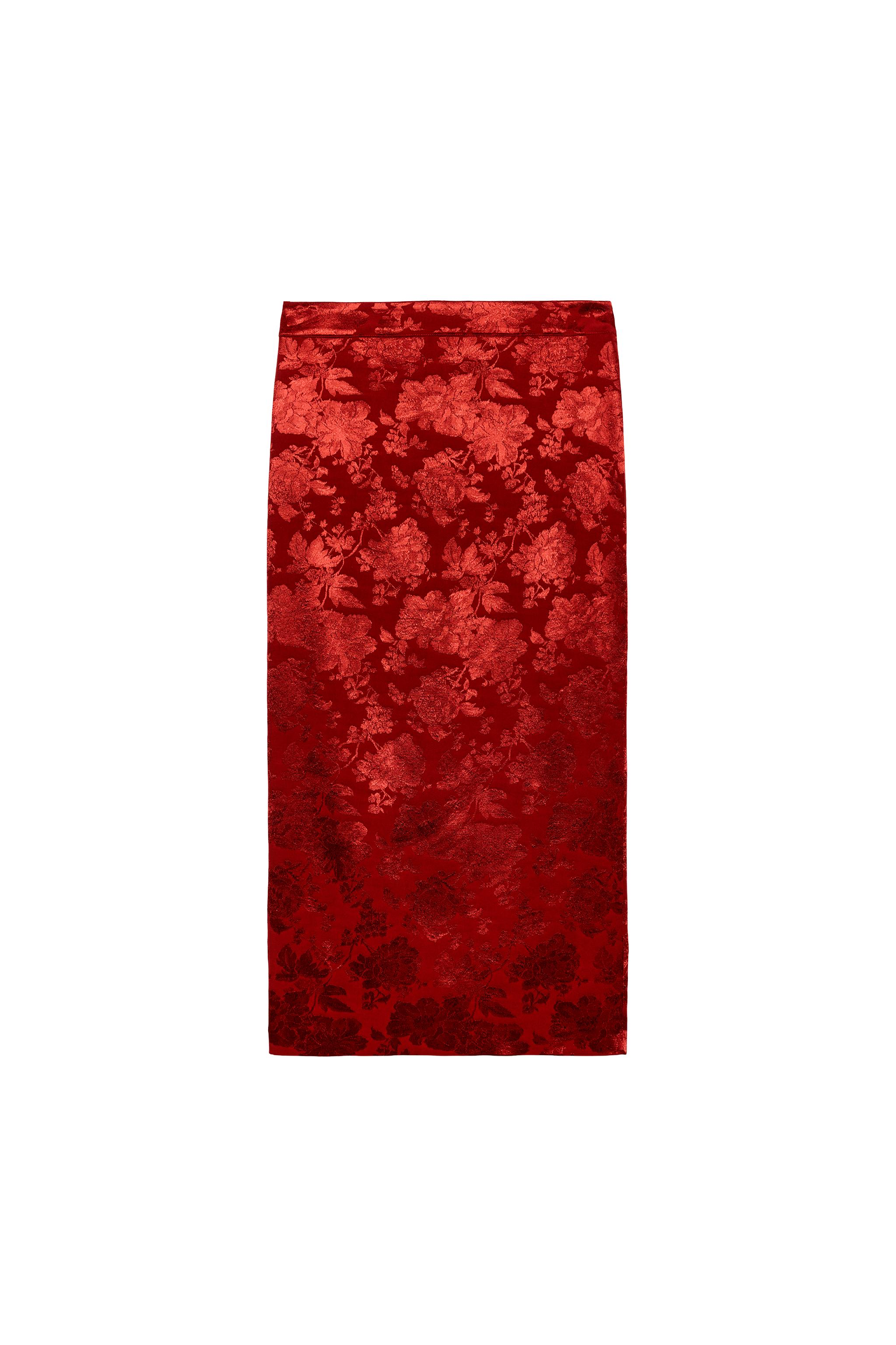 FLORAL JACQUARD MIDI SKIRT