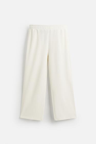 بنطلون JOGGER بتصميم عمودي - أبيض مكسور الخاص بـ Zara