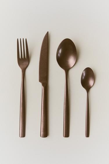 ENSEMBLE COUVERTS 4 PIÈCES ACIER VINTAGE - Cuivre de Zara - Image 4