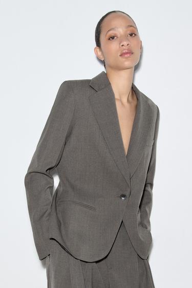 Zara LIMITED EDITION WOOL BLEND BLAZER - Gray