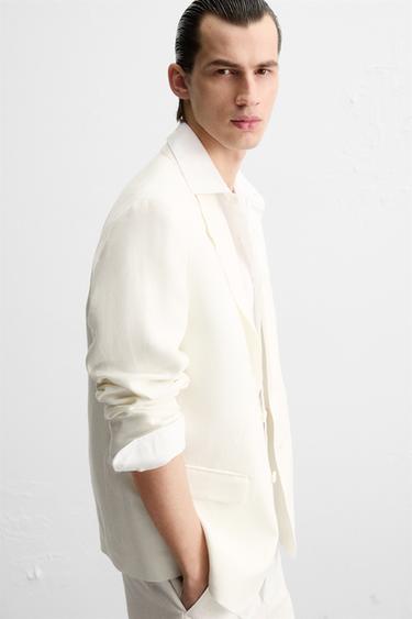 BLAZER DE COSTUME 100 % LIN - Blanc de Zara - Image 5