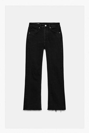 TRF HIGH-WAIST CROPPED FLARE JEANS - Black by Zara