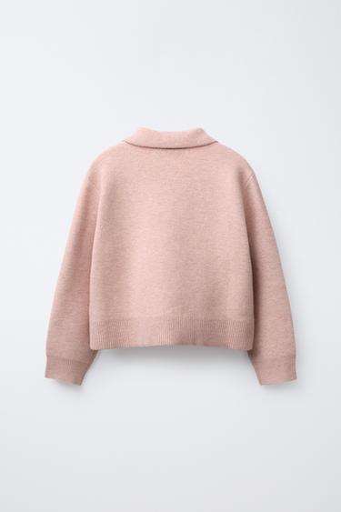 PULL EN MAILLE POLO - Rose pâle de Zara - Image 1