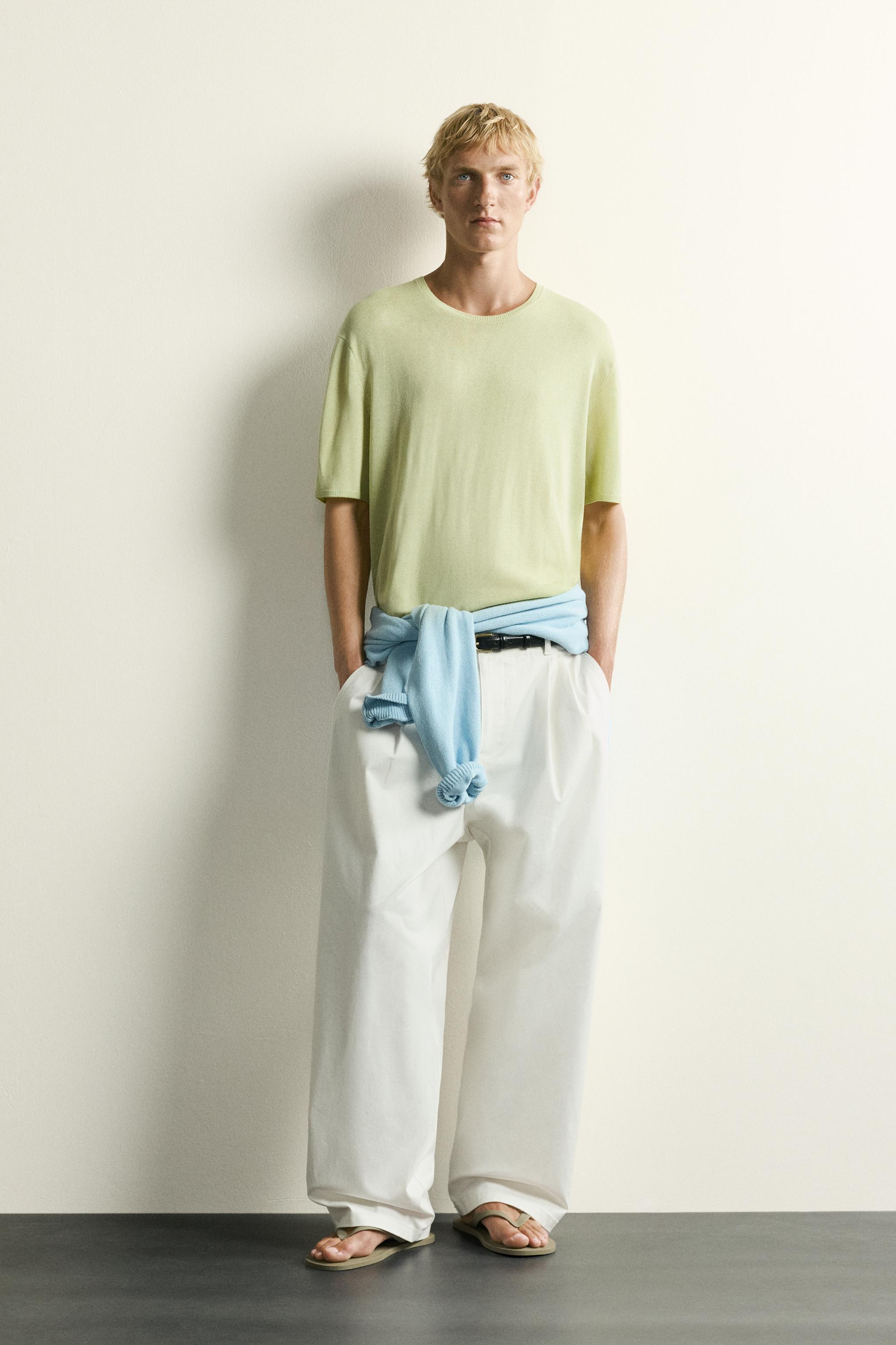 リラックスフィット 軽量ニットTシャツ - ピスタチオ | ZARA Japan / 日本